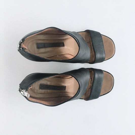 Modern Vintage Open Toe Booties - size 7/8