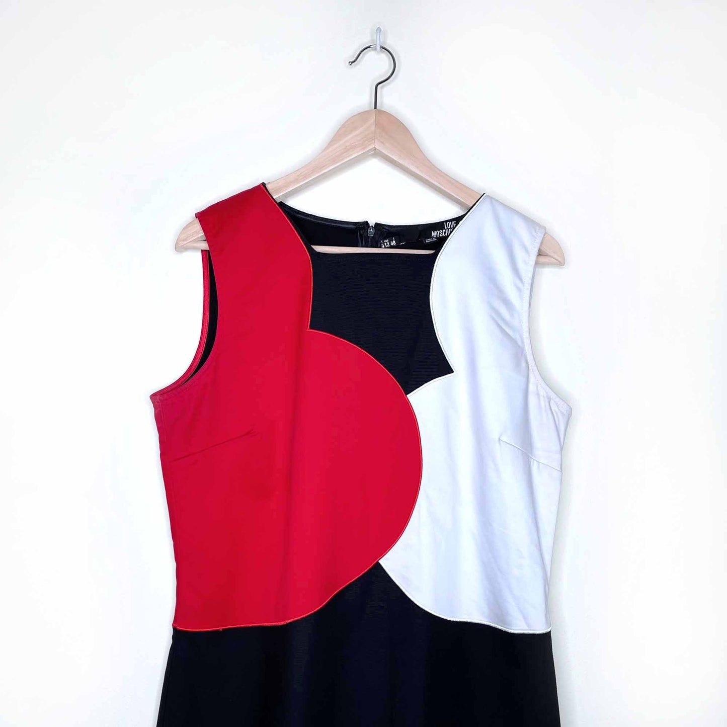 love moschino overlapping big heart shift dress - size 12