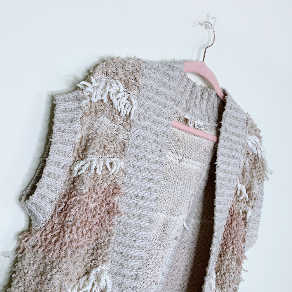 moth quinta boho fringe sweater vest - size xs/sm