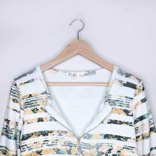 Moth Array zip floral stripe cardigan - size Medium