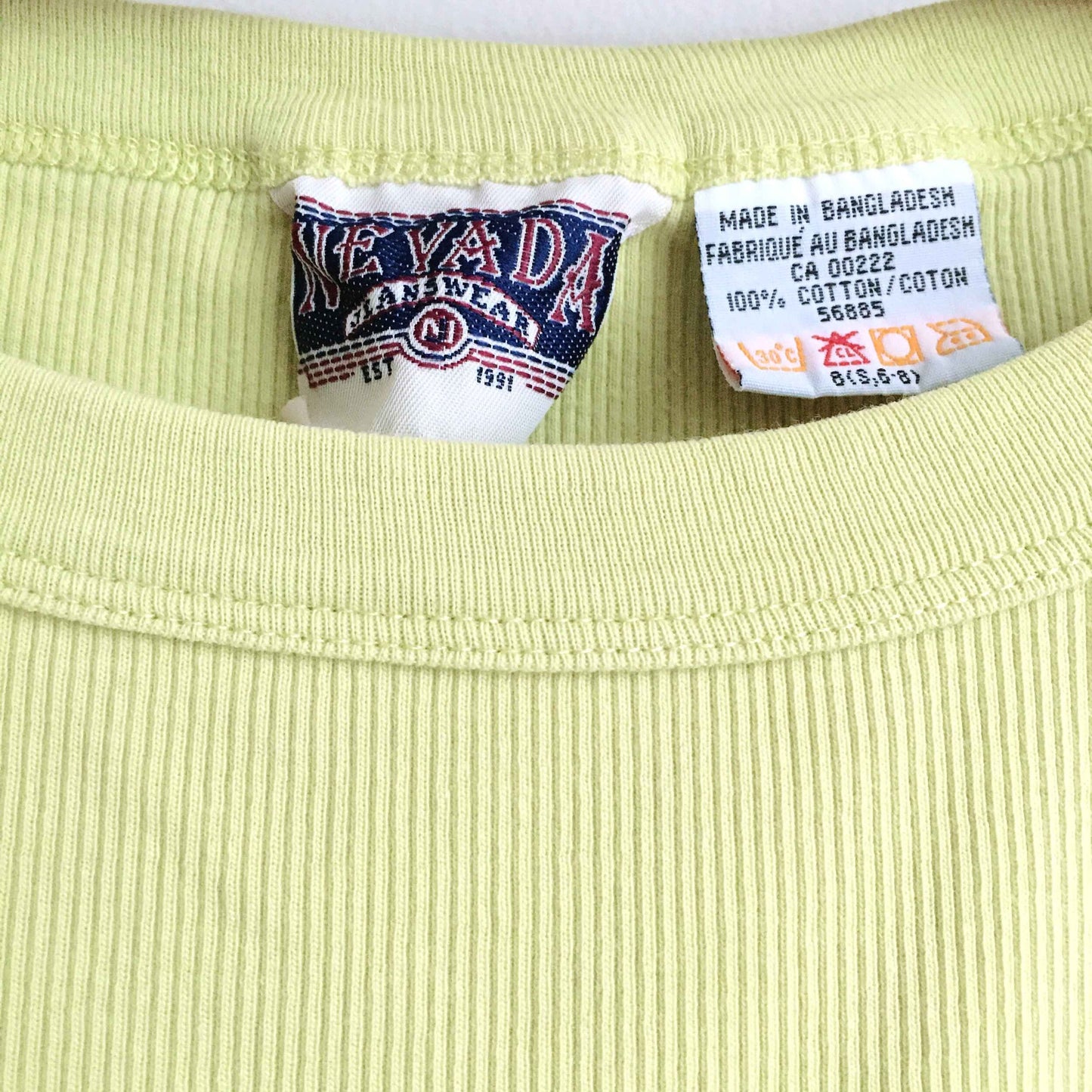 cintage nevada yellow ribbed tank - size small