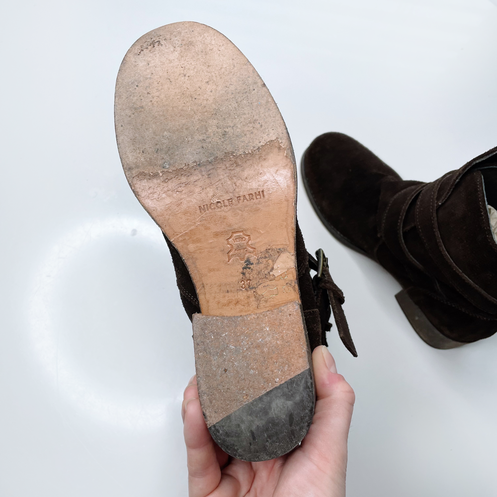 nicole farhi brown suede buckle boots - size 37