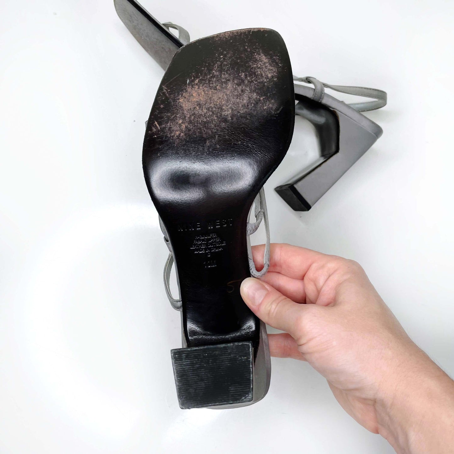 vintage nine west square toe strappy heeled sandals - size 10