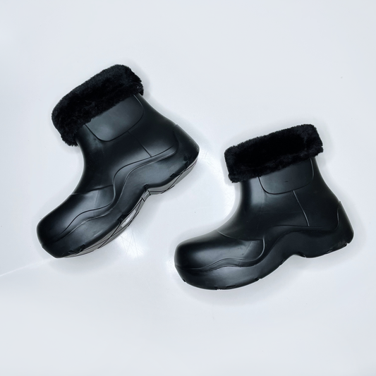noize black fleece lined etta rubber rain boot - size 39