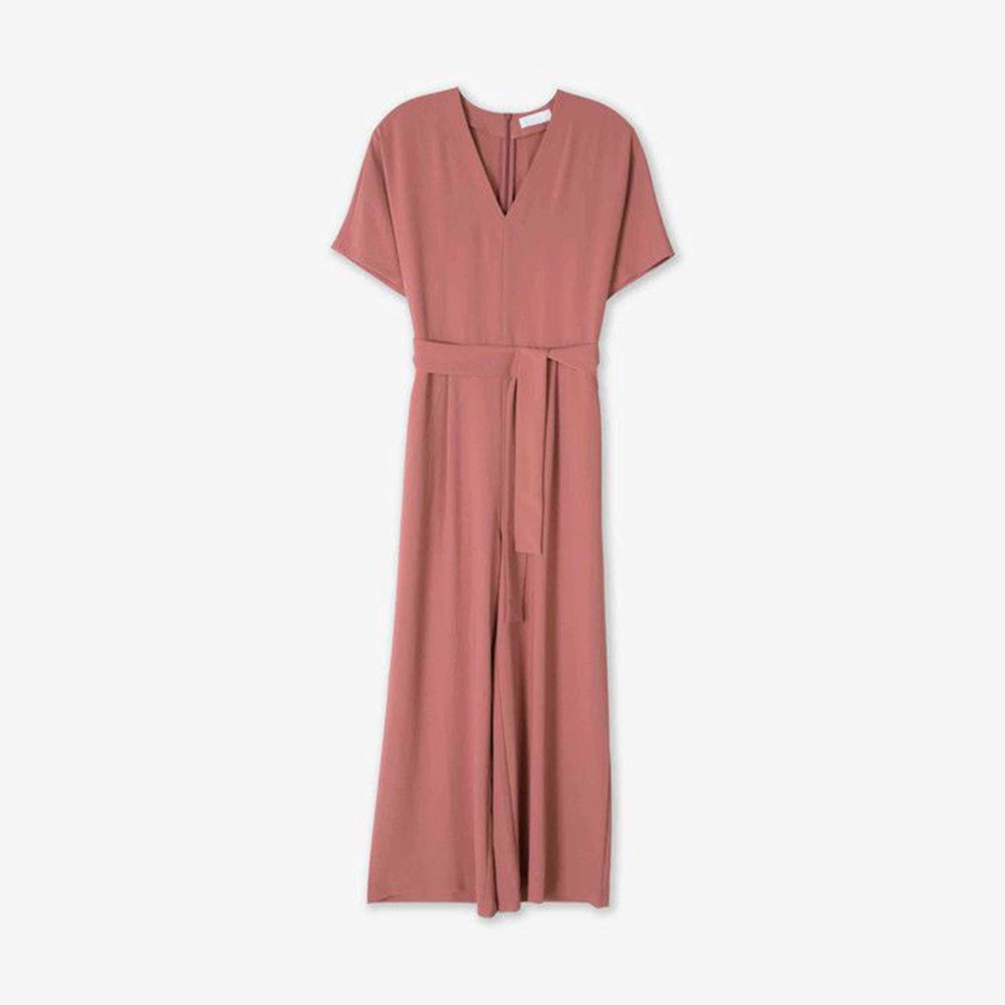 oak + fort v-neck tie waist wide leg evening flowy jumpsuit - size small