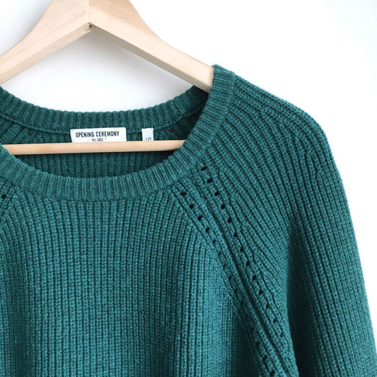 Opening Ceremony wool pointelle peplum sweater - size Large