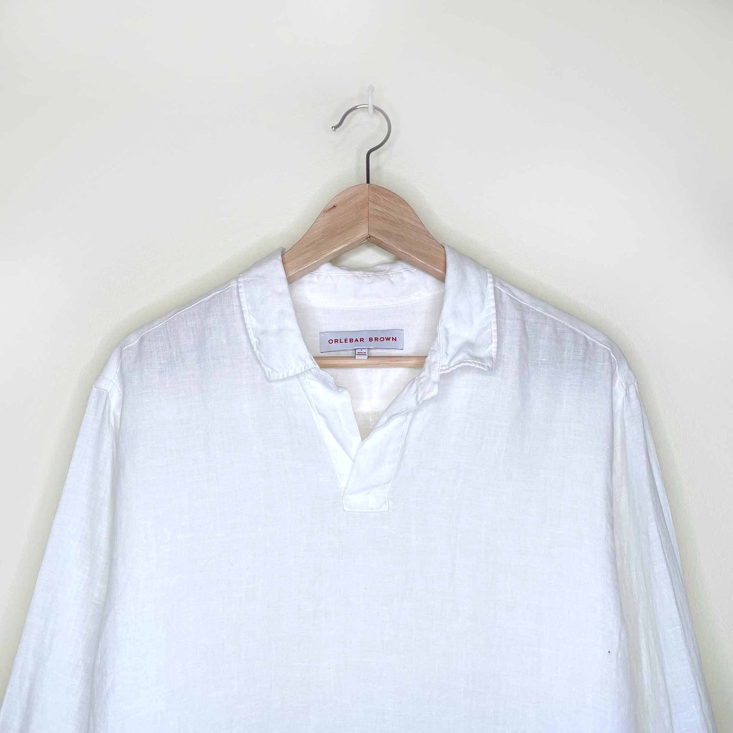 orlebar brown ridley white linen shirt - size large