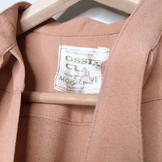 RARE Vintage Ossie Clark 70's moss crepe wrap gown - size 34