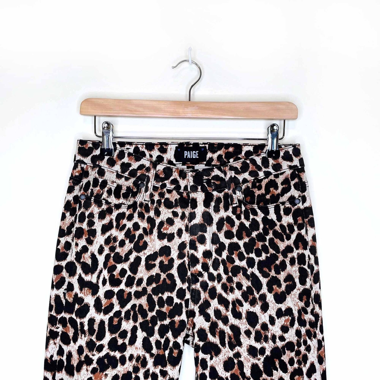 paige hoxton high rise leopard ankle straight leg jeans - size 27