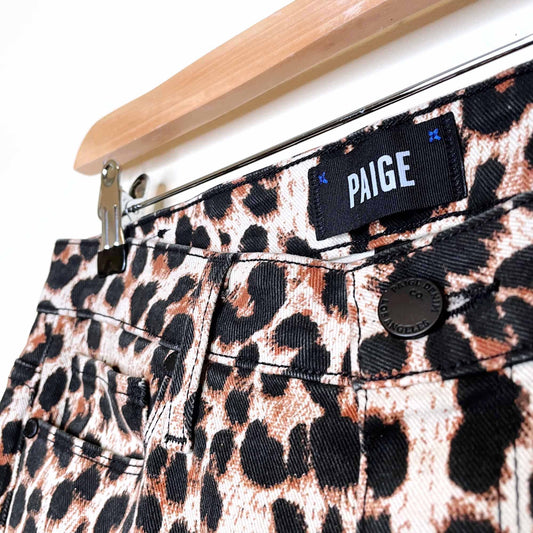 paige hoxton high rise leopard ankle straight leg jeans - size 27