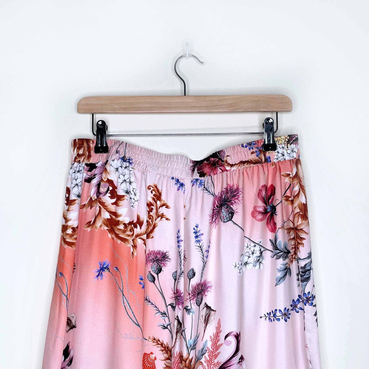 miléa swimwear wide leg high rise floral silk-blend pants - size medium