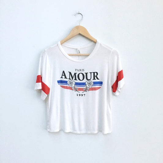 Atticute Paris Amour crop tee - size Small