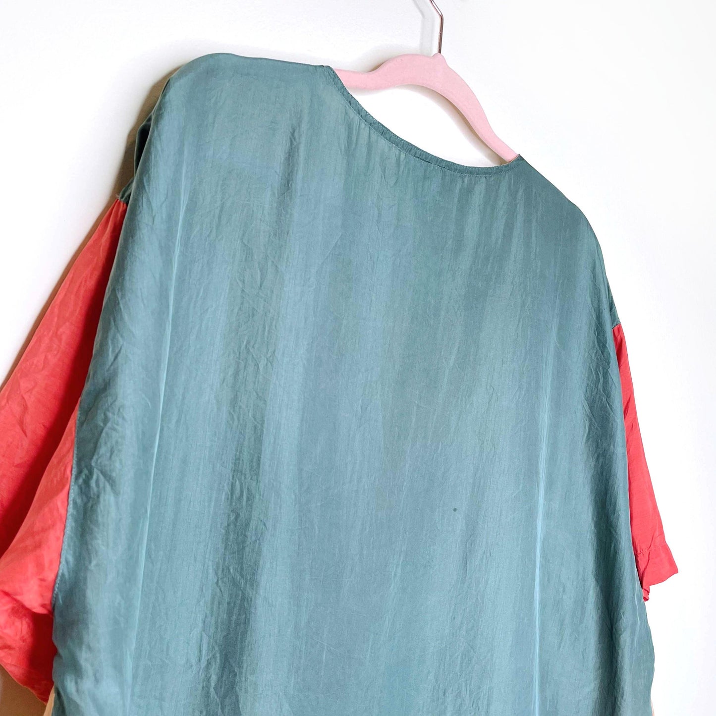 vintage 90's paula saker colour block silk pocket tee - size large