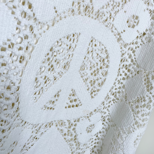 vintage 90s jean airoldi peace fringe crochet festival set - size small