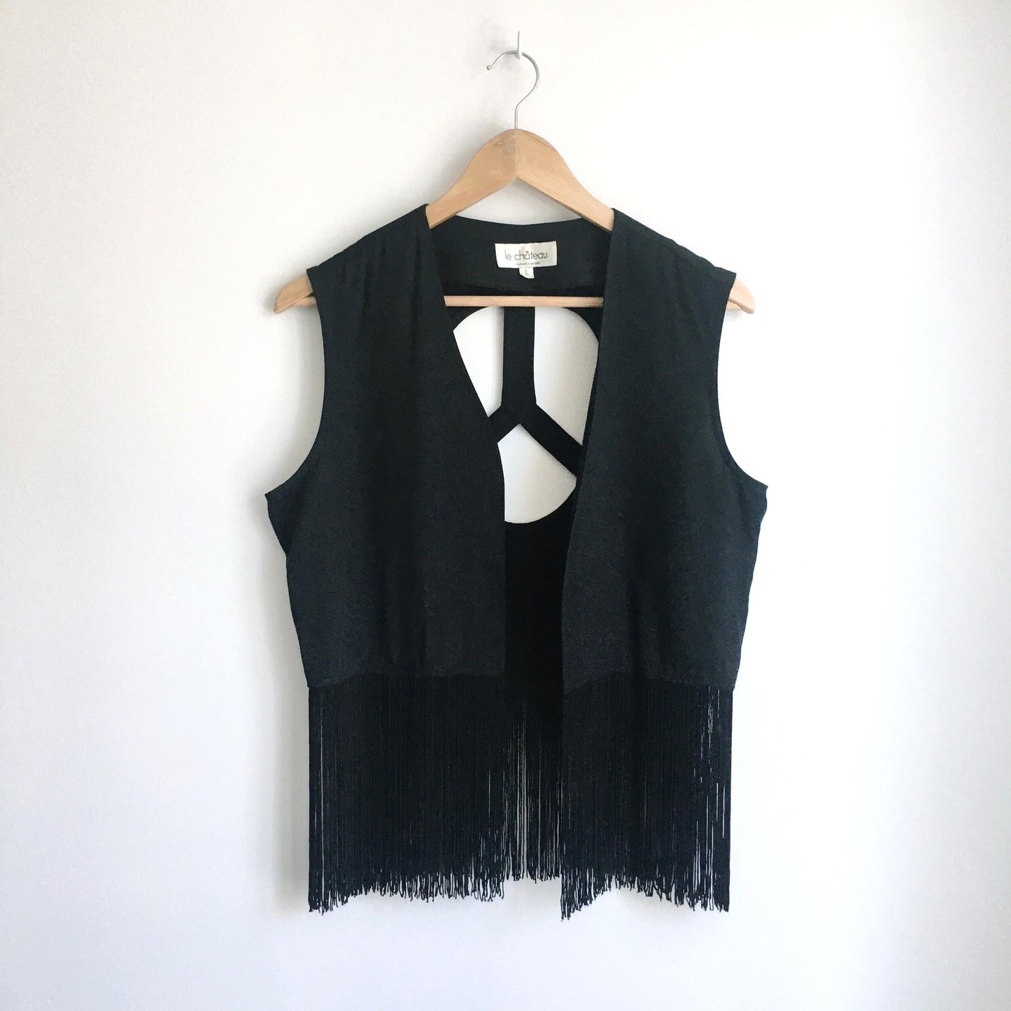 Vintage Le Chateau peace fringe vest - size Large