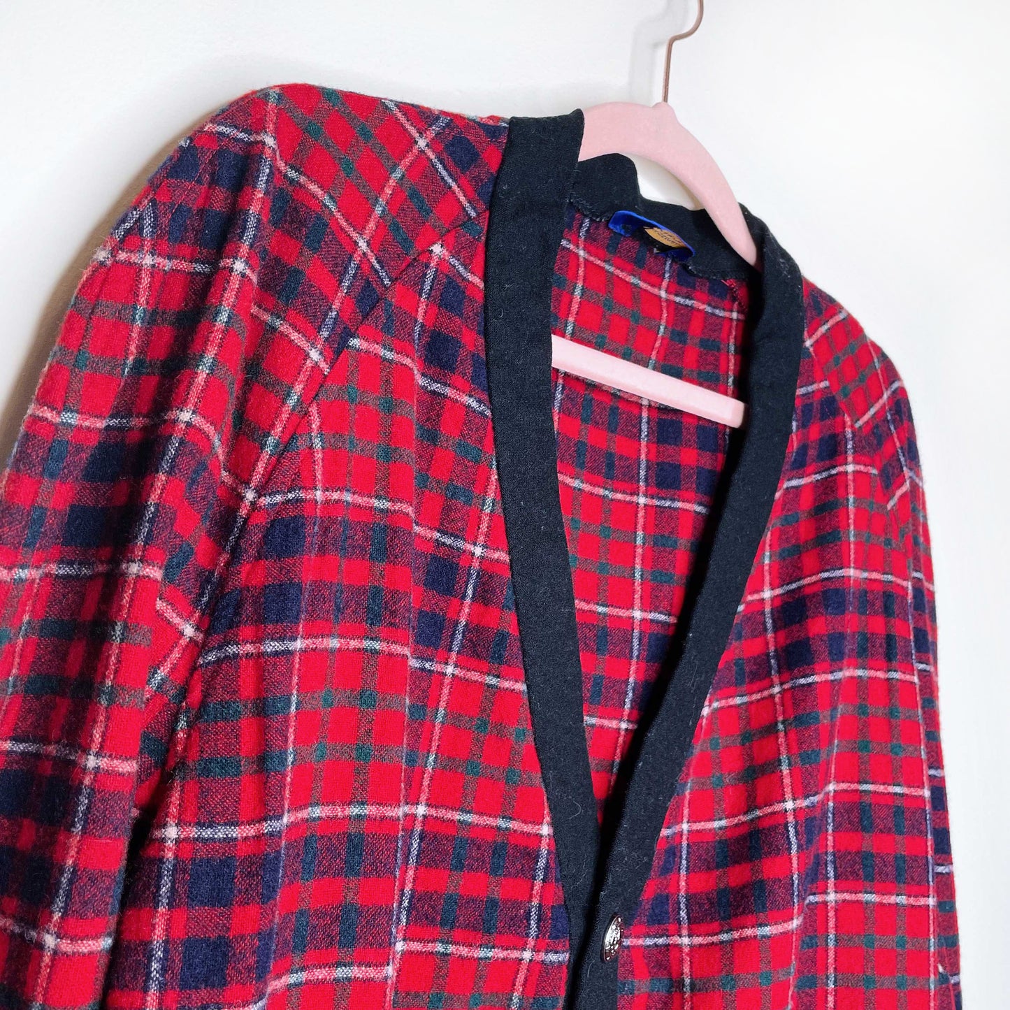 vintage 60's pendleton red plaid wool cardigan jacket - size large