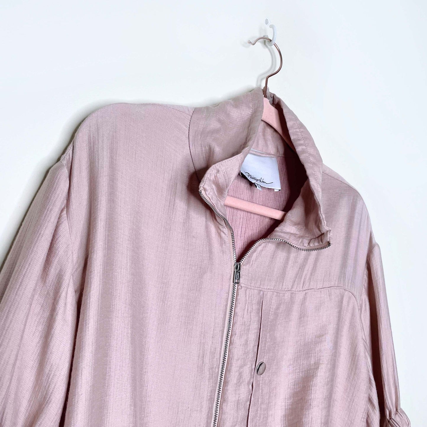 3.1 phillip lim pink ruched gauze utility bomber jacket - size small