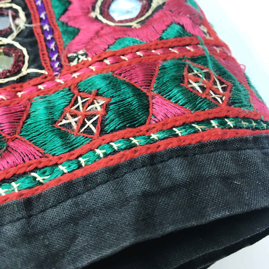 Vintage Indian hand-embroidered mirror boho pillow cases - set of 2