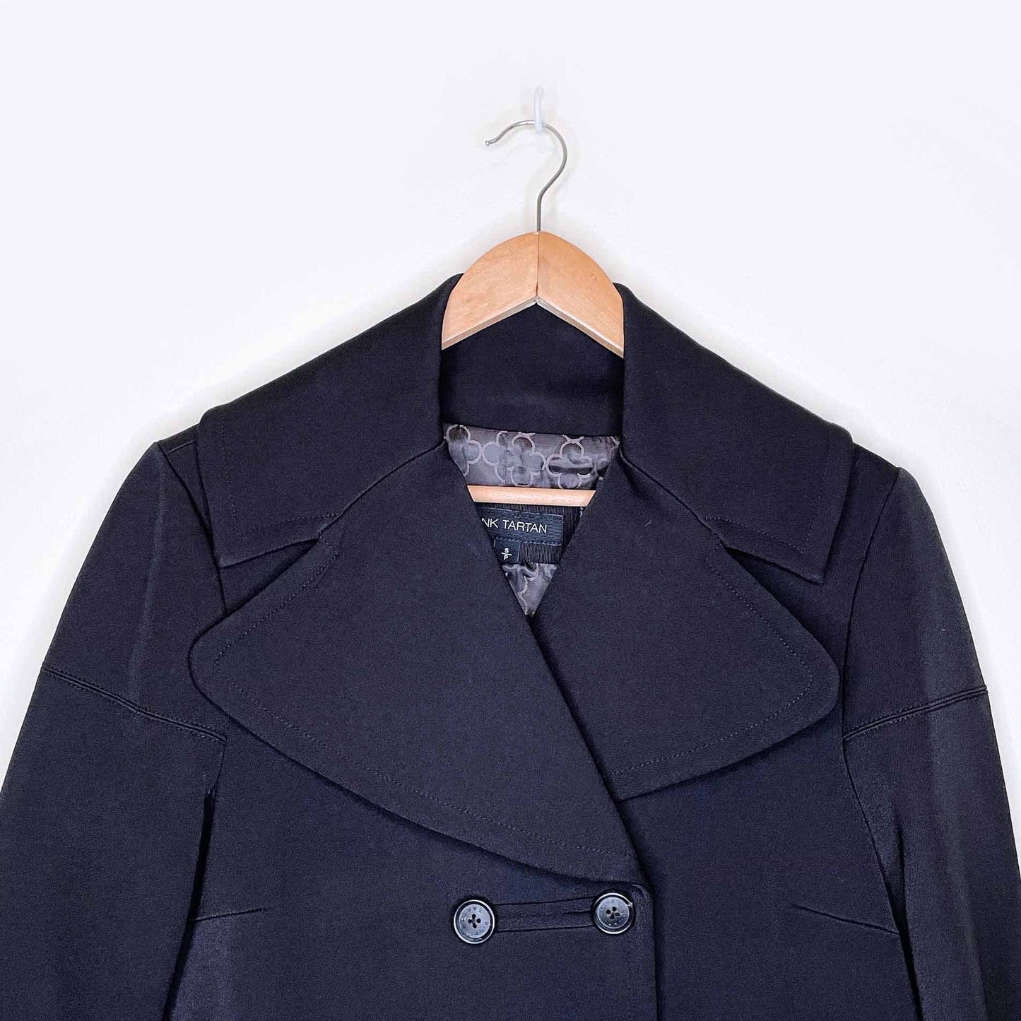 pink tartan double breasted pea coat with pleated back - size small