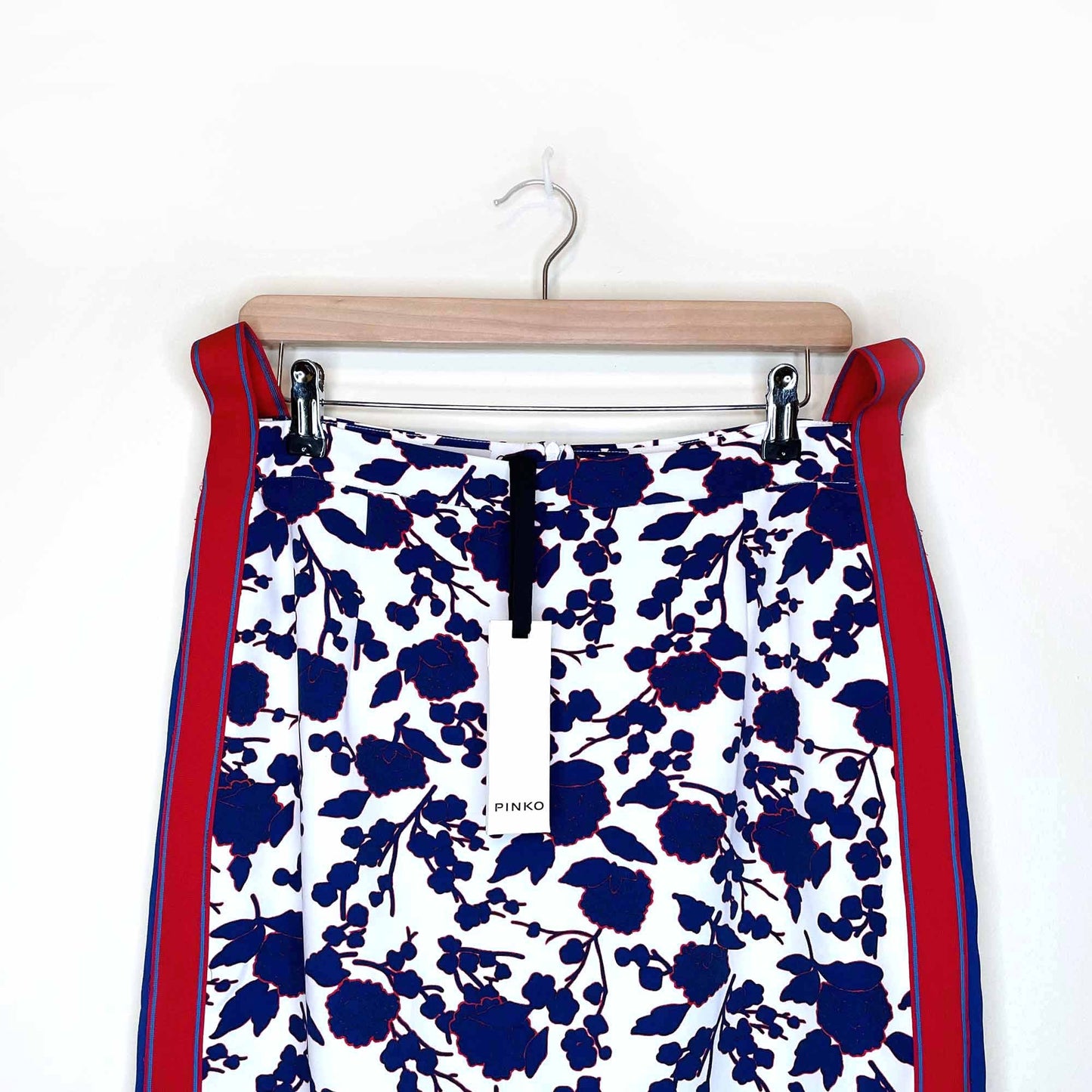 nwt pinko rapito blue red floral high rise pencil skirt - size 10