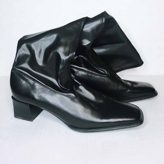 peter kaiser square toe leather boots - size 7