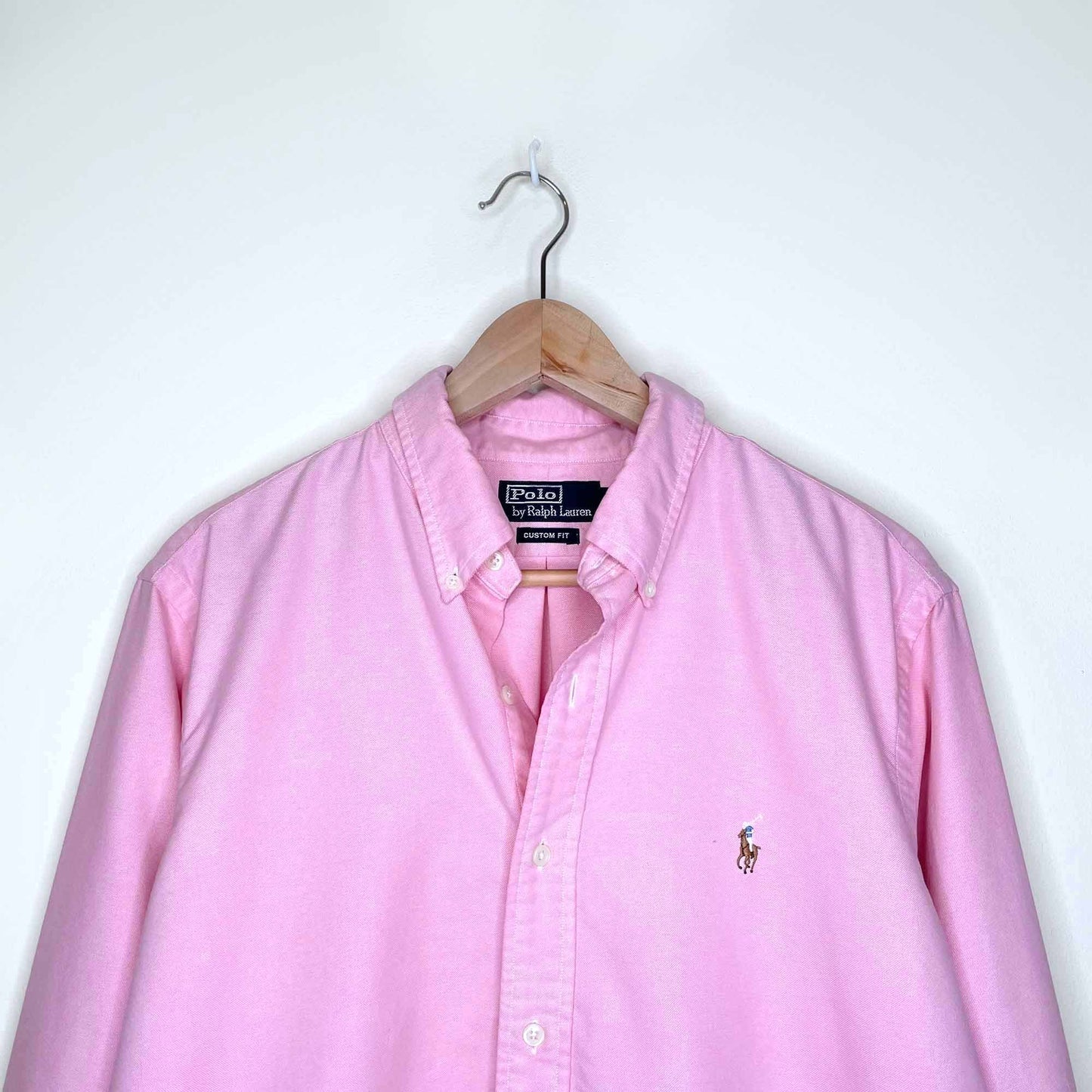 vintage 90's polo ralph lauren pink custom fit oxford shirt - size large