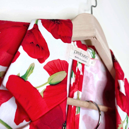 preloved floral poppy open blazer and drawstring pant set - size small