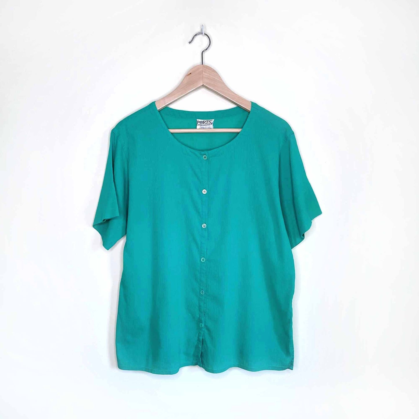 vintage ports button down tie waist short sleeve shirt - size 10