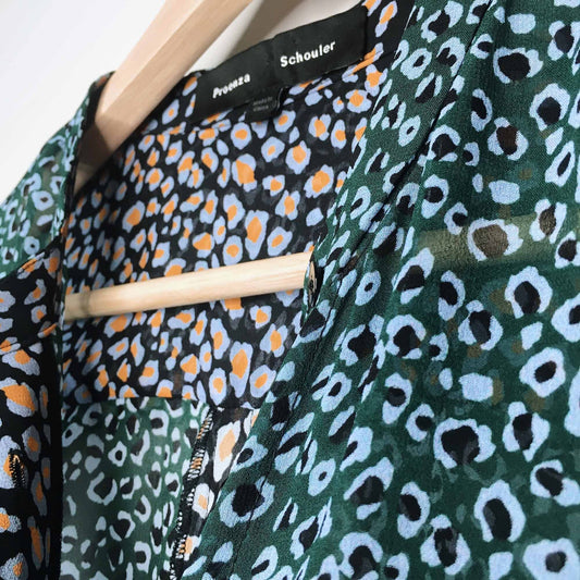 Proenza Shoulder leopard Georgette silk blouse - size Small