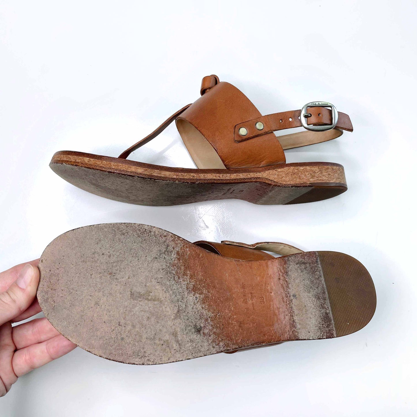 rag & bone leather quinn thong sandal - size 38