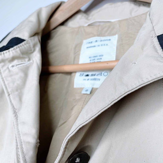 rag & bone 3/4 sleeve short trench coat - size 8
