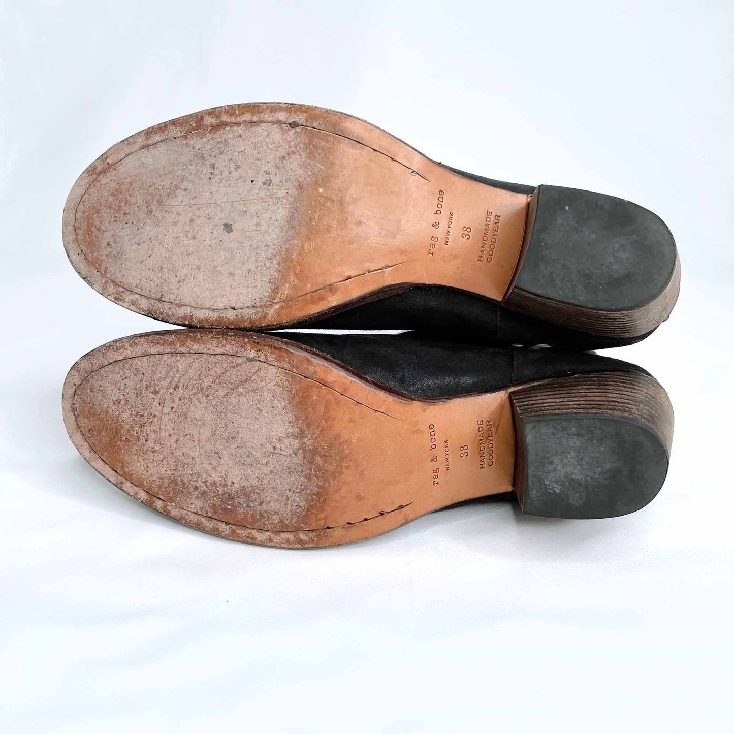 rag & bone durham brushed leather harness boot - size 38