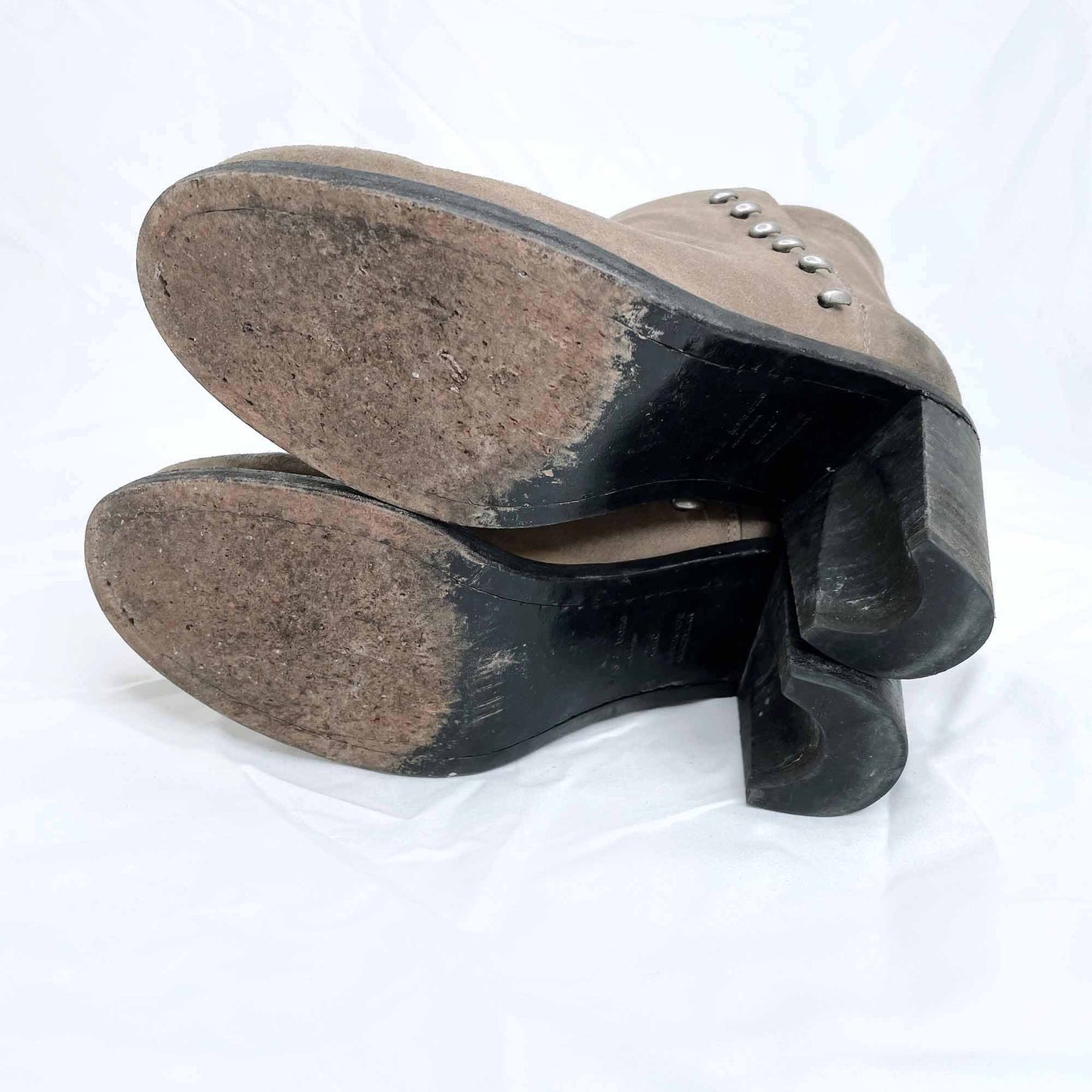 rag & bone alwyn studded heeled suede bootie - size 38.5