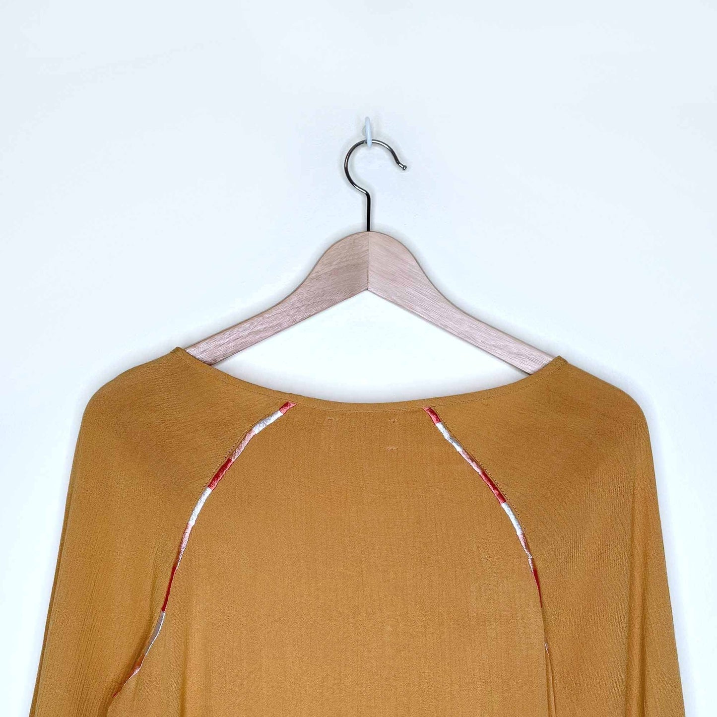 rahi cali mustard embroidered boho long sleeve top - size xs