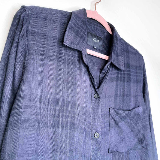 rails hunter plaid button down in charcoal shadow - size small