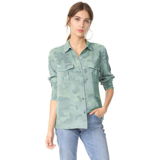 rails rhett camo silk button down shirt - size medium