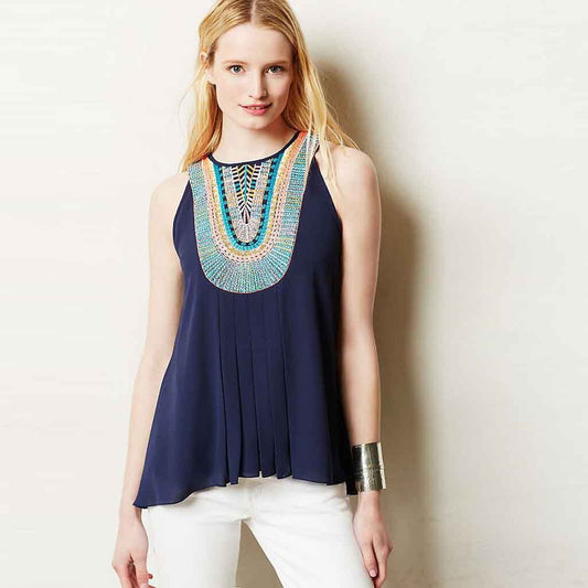 eanna gill atoll embroidered high neck tank - size small