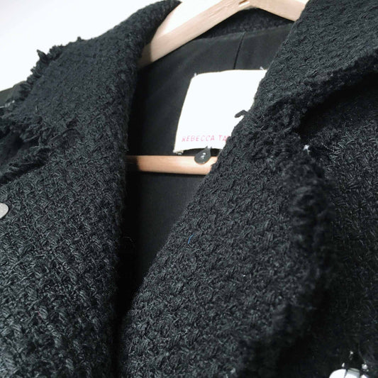 Rebecca Taylor wool tweed and leather moto vest - size 2