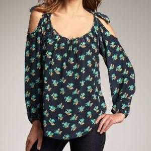 Rebecca Taylor cold shoulder tie blouse - size 0