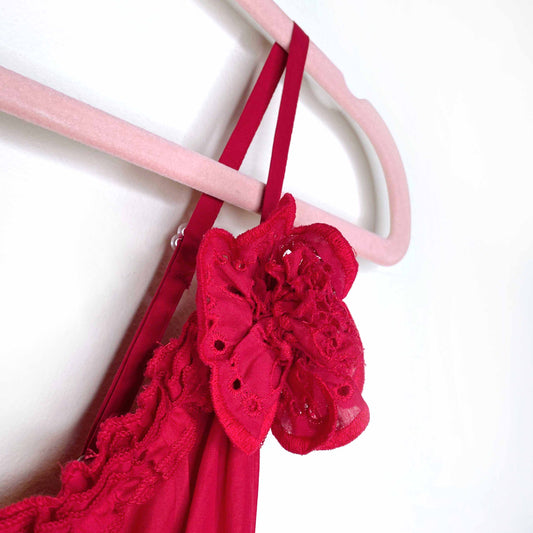 nwt kfg italy red midi dress with lace hem - size 42