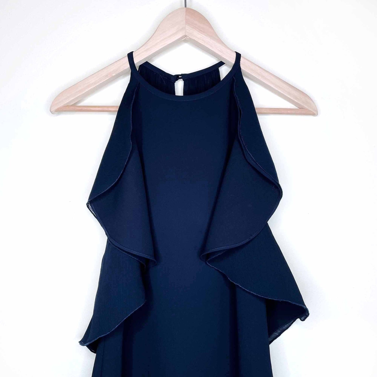 nwt reiss blue reva chiffon ruffle trim halter summer dress - size 2