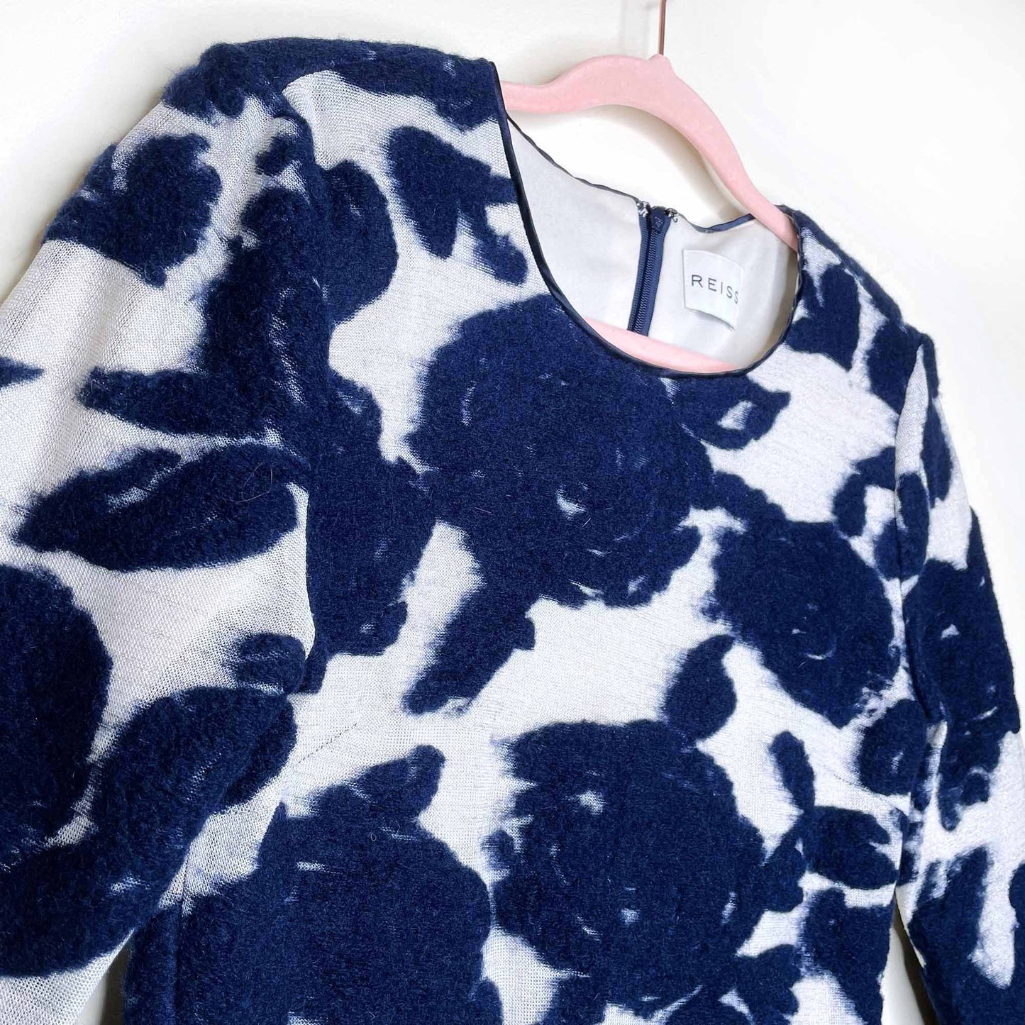 reiss leila rose burnout sparkly fitted dress - size xs