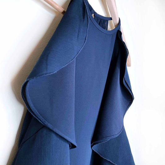nwt reiss blue reva chiffon ruffle trim halter summer dress - size 2