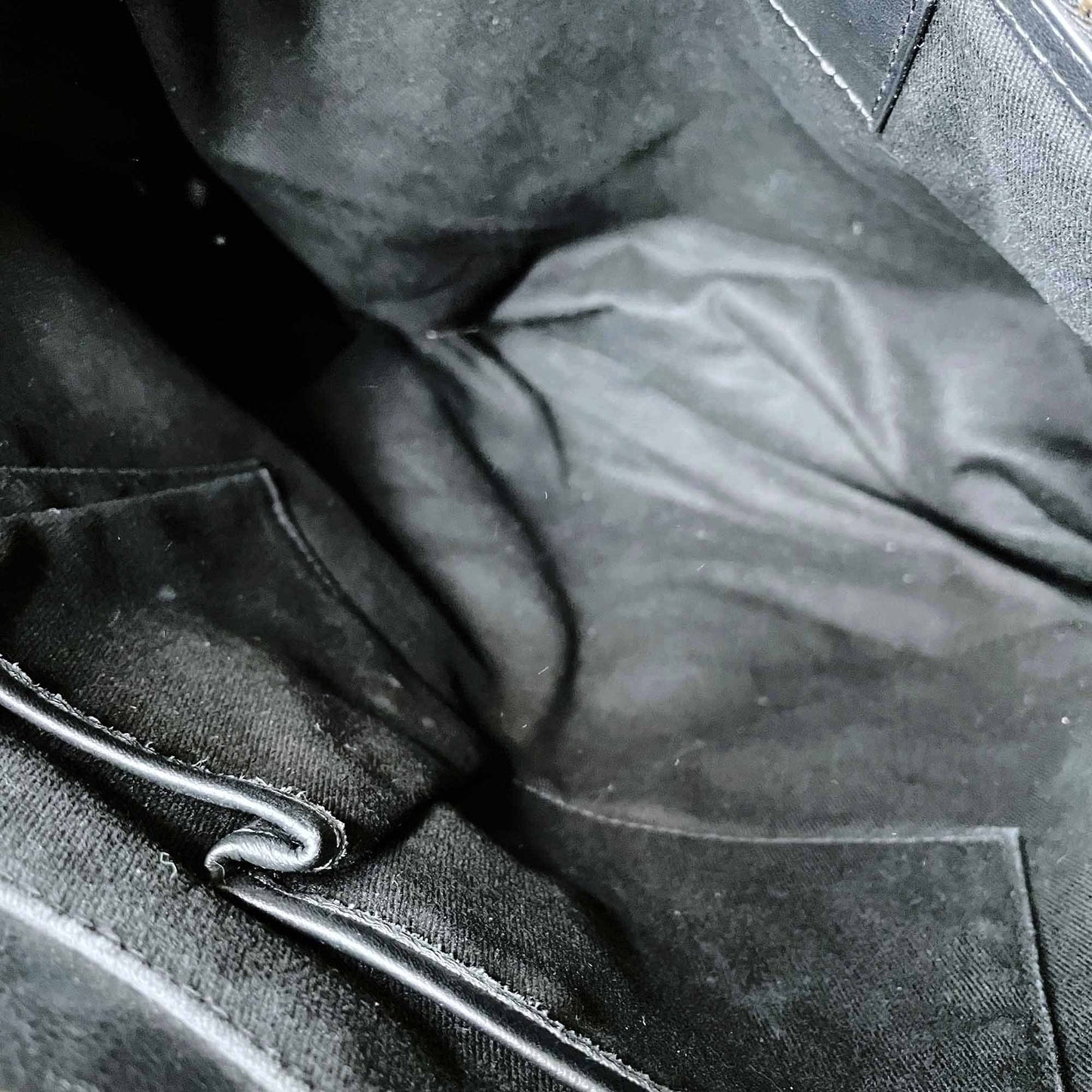 reiss quilted satin tote bag with leather trim