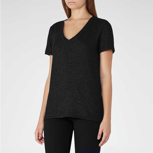 REISS Leia Metallic Tee - size Small