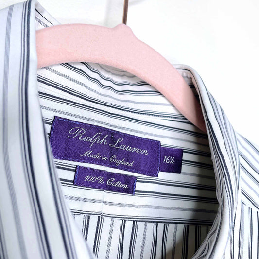 men's ralph lauren purple label striped shirt with french cuff - size 16.5