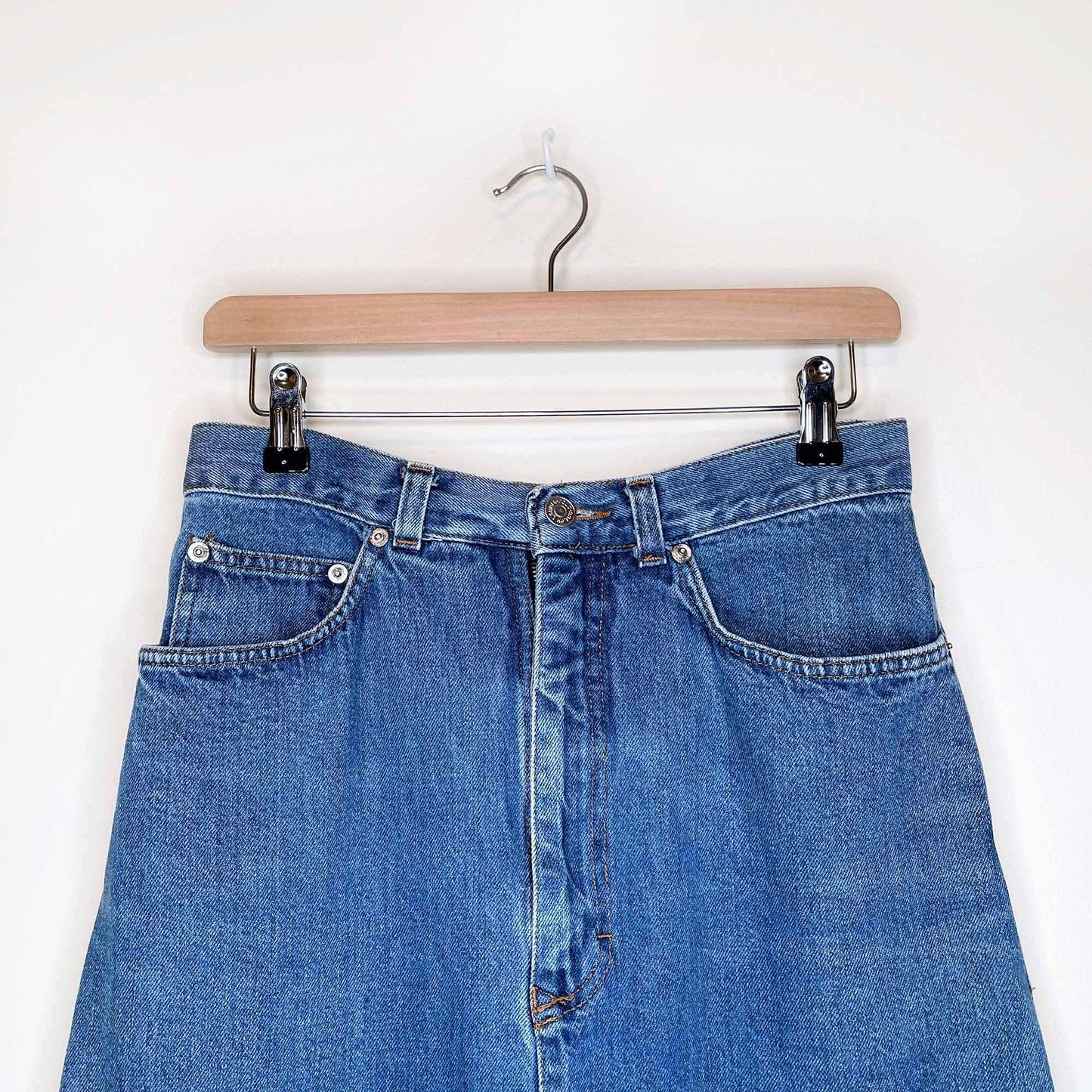 vintage 90's polo ralph lauren high rise dungarees denim skirt - size xs