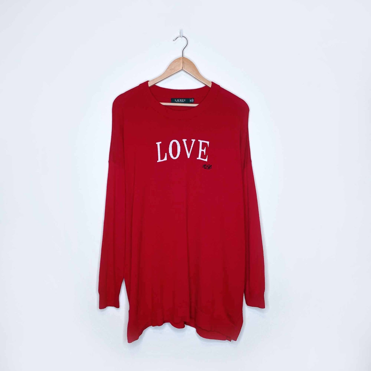 lauren ralph lauren red love sweater - size 2xl