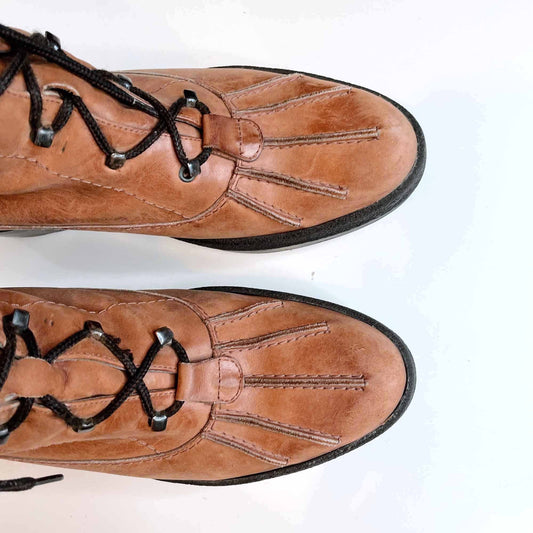 robert clergerie leather platform lace-up winter boots - size 9