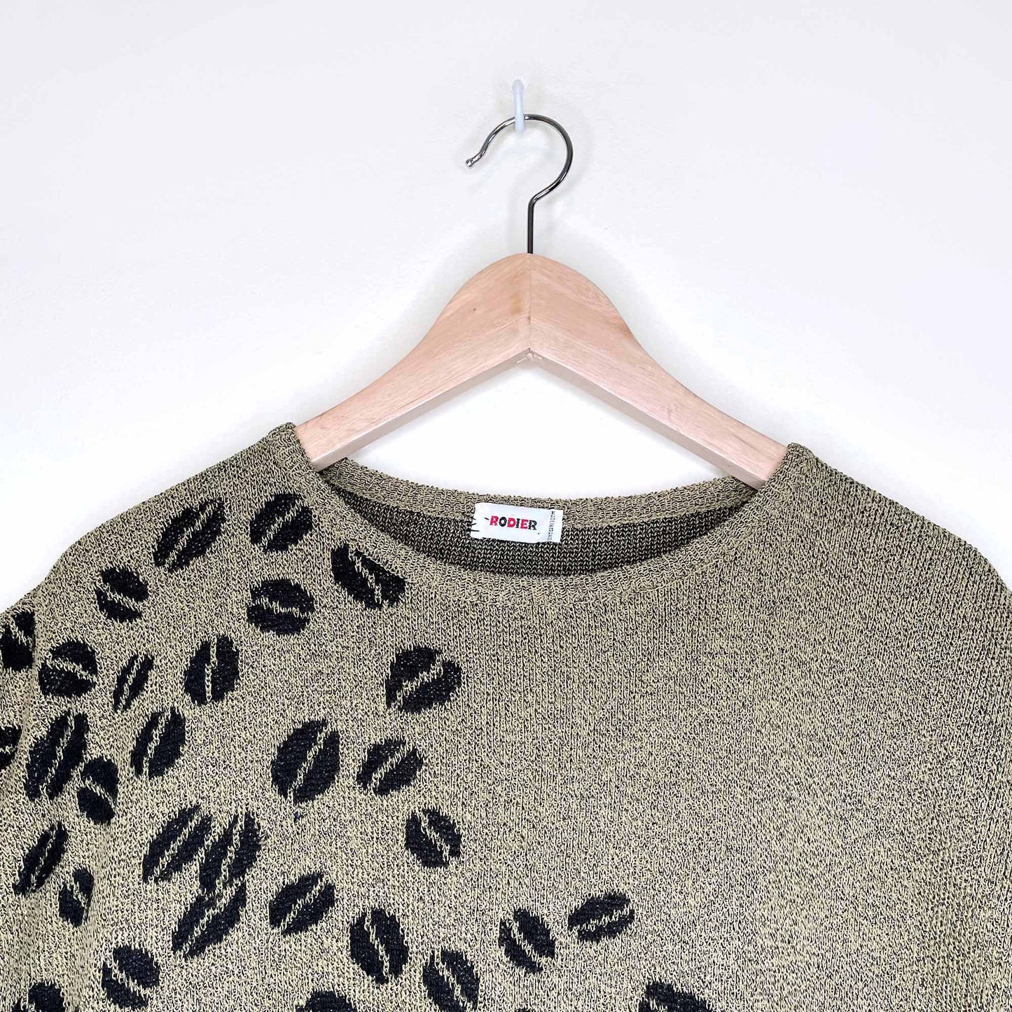 vintage rodier 80's coffee bean short sleeve knit sweater - size medium
